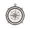 Vintage magnetic compass hand drawn with outlines on white background. Touristic instrument for navigation, orientation