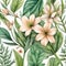 Vintage Magnolia Elegance: Floral Pattern on White