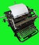 Vintage manual typewriter isolated on green background template