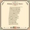 Vintage map of Choctaw county in Alabama, USA.