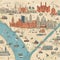 Vintage Map of Melbourne with Historical Landmarks