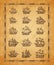 Vintage map sail ships, sailboat, brigantine