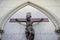 Vintage marble statue of the Crucifixion of Jesus Christ