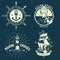 Vintage maritime and sea emblems set