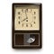 Vintage mechanical wall clock with pendulum. Rectangular shape of body. Vector illustration