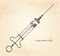 Vintage medicine syringe hand drawing,Antique medicine syringe