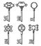 Vintage medieval keys, antique chaves vector illustration