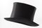 Vintage men fashion and magic show conceptual idea with side profile angle on victorian black top hat with clipping path cutout in