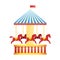 Vintage merry-go-round carousel icon, fair symbol. Amusement park theme. Cartoon illustration. Set of attractions. Funfair.