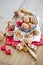 A vintage mesh basket filled with walnuts