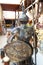 Vintage metal rusty protective armor of a medieval knight