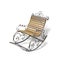 Vintage metallic wooden forged rocking chair isolated over white