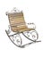 Vintage metallic wooden forged rocking chair isolated over white