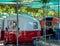 Vintage micro caravans in campsite in Spain