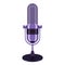 Vintage microphone of purple color isolated on white background. 3d rendering.