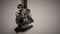 A vintage microscope used to study and analyze microbes, bacteria and cells