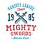 Vintage mighty swords varsity apparel design