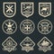 Vintage military and army vector emblems, badges and labels