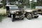 Vintage military cars parked ready for historical reenactment at