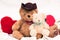 Vintage mini bear and red hart