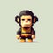 Vintage Minimalism: Hyper-detailed Pixel Art Monkey