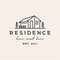 Vintage Minimalist Line art house logo design