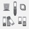 Vintage mobile phones icon set.