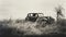 Vintage Monochromatic Image Old Car In Tall Grass