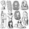 Vintage Monochrome Ancient Egypt People Set