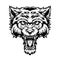 Vintage monochrome angry scary wolf head