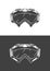 Vintage monochrome detailed mask illustration. Isolated vector template