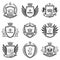 Vintage Monochrome Heraldic Emblems Set