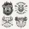 Vintage monochrome hunting club logotypes