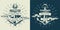 Vintage monochrome marine emblem template