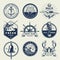 Vintage monochrome nautical emblems