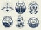 Vintage monochrome nautical emblems set