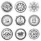 Vintage Monochrome Round Nautical Labels Set