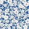 Vintage monochrome seamless texture. small different flowers on the blue background. forget-me-not, arrowhead, Anemonia