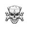 Vintage monochrome skull in sailor hat