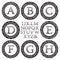 Vintage monogram kit. Black patterned letters and floral round frames