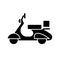 Vintage moped black glyph icon