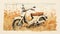 Vintage Moped Illustration In Tranquil Coastal Scenery