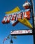 Vintage motel sign advertising color TV, free cable