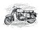 Vintage motorcycle. Black drawing sketch isolated on white background. Vector illustration