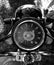 Vintage motorcycle classical gauge top view in black and white