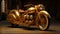 Vintage motorcycle completely covered in gold