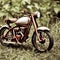 Vintage Motorcycle on the field. Retro style toned picture