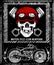 Vintage Motorcycle hand drawn vector skull helmet tee graphic de
