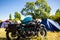 Vintage motorcycle on a sunny summer day at a moto camping