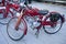 Vintage motorcycles lined up.